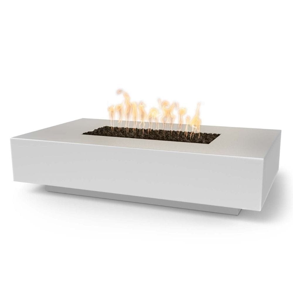 Top Fires Cabo Rectangular GFRC Gas Fire Pit Table in Limestone - angle view