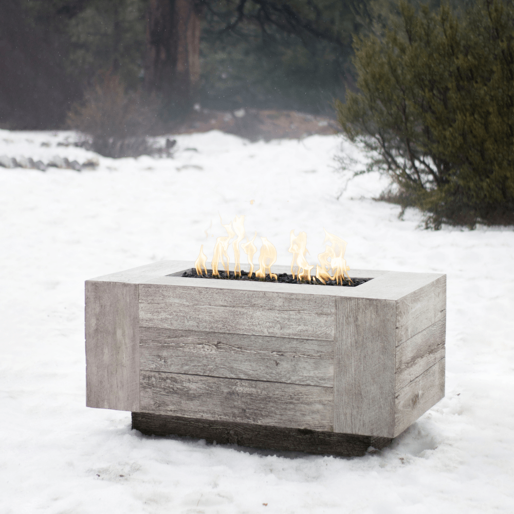 top fires catalina fire pit in snow - side view