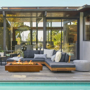 Top Fires Coronado 84" Corten Steel Gas Fire Pit in Patio