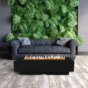 Top Fires 96" Del Mar Black Fire Pit Table in Outdoor Patio