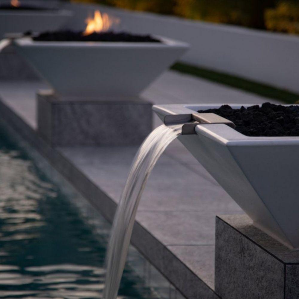 Top Fires Limestone Square Concrete Gas Fire and Water Bowl - alternate view