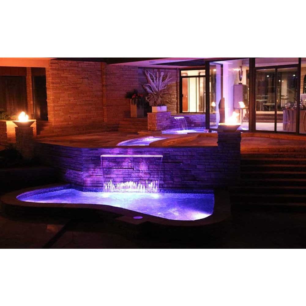 Top Fires Square Concrete Gas Fire Bowl in Pool Area - feature detail