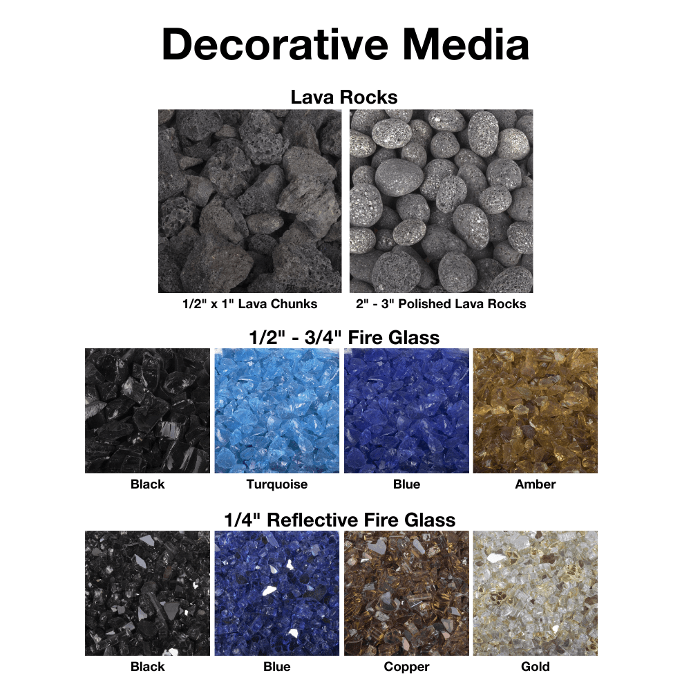 top fires decorative media - angle view