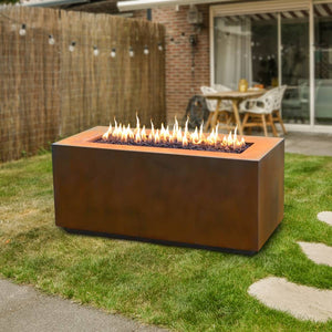 Top Fires Pismo 60" Rectangular Corten Steel Gas Fire Pit