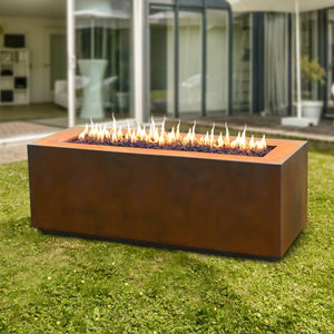 Top Fires Pismo 84" Rectangular Corten Steel Gas Fire Pit