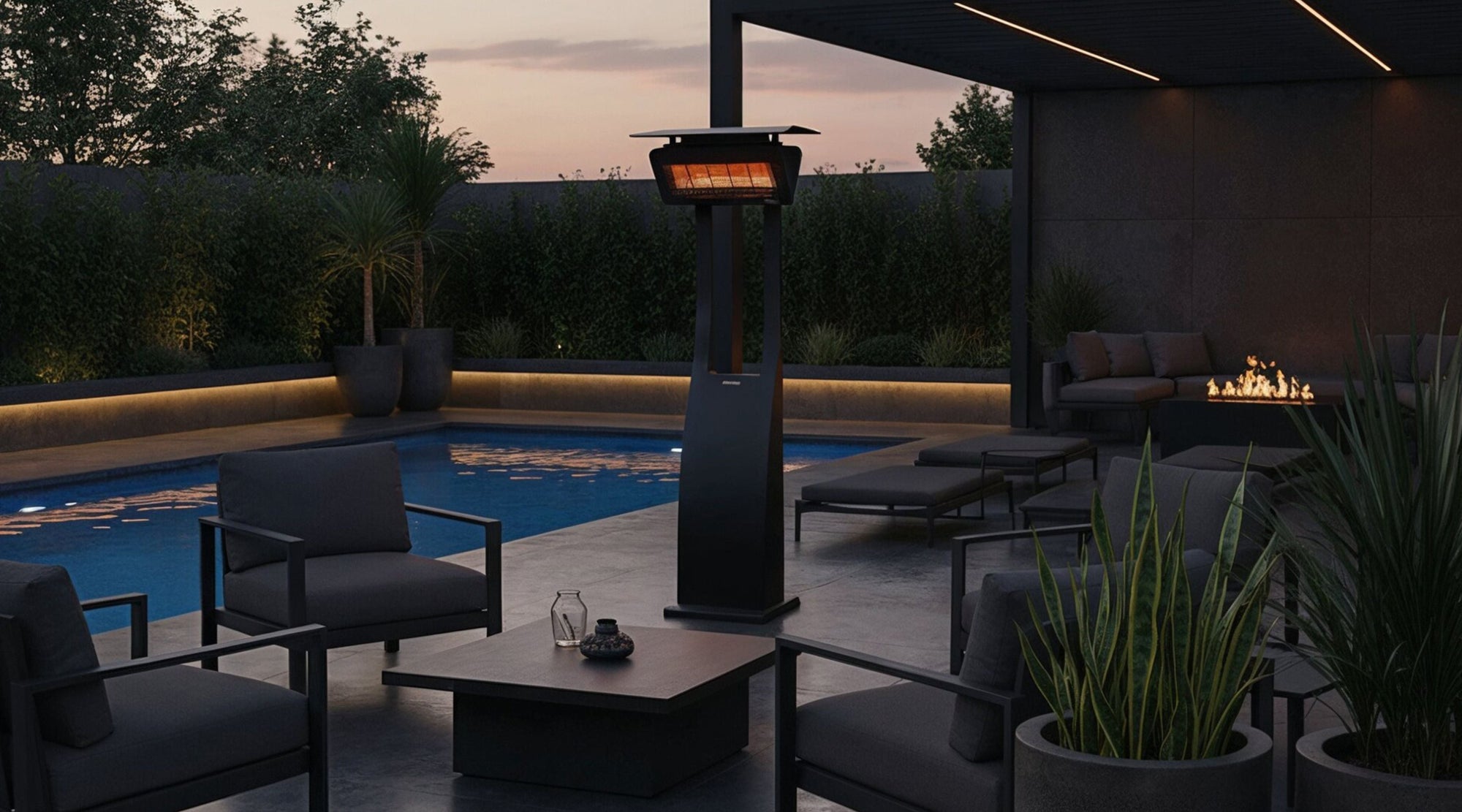 Portable Bromic Tungsten Heater poolside