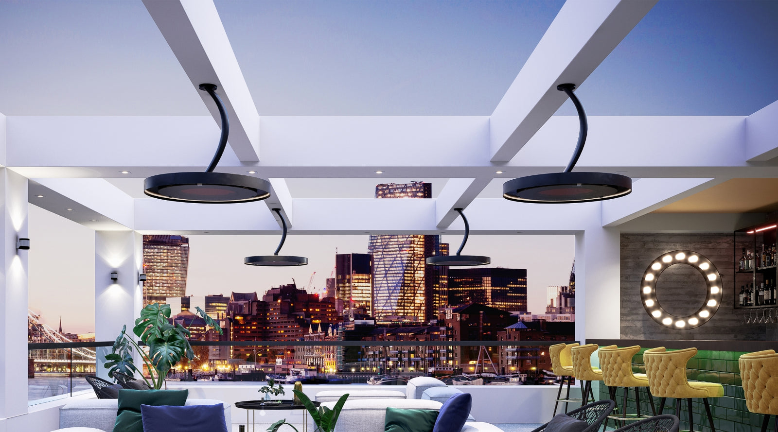 Commercial grills, patio heaters, air curtains, ceiling fans and fire pits