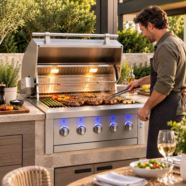 AMG Ovation Hybrid 36 Inch Luxury Outdoor Grilling Lifestyle