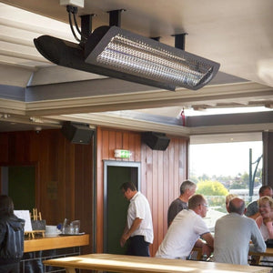 Black Bromic Tungsten Smart-Heat Electric Patio Heater Commercial Installation