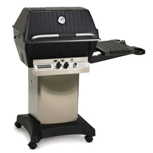 broilmaster p3x cast aluminum gas grill with stainless steel cart and black base