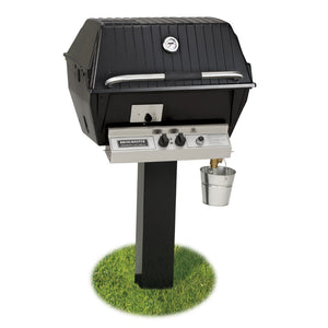 Broilmaster Slow Cooker Q3X Free Standing Aluminum Gas Grill with black in ground post