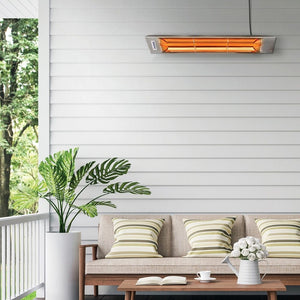 Eurofase 1500W 39-inch Infrared Electric Heater mounted on a white shiplap styled wall