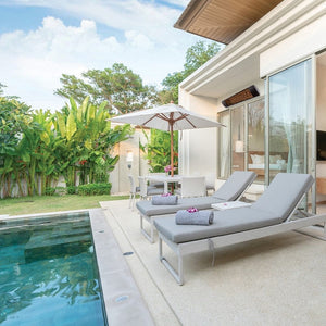 Eurofase 39-Inch Dual Element Infrared Electric Heater by the pool - installation view