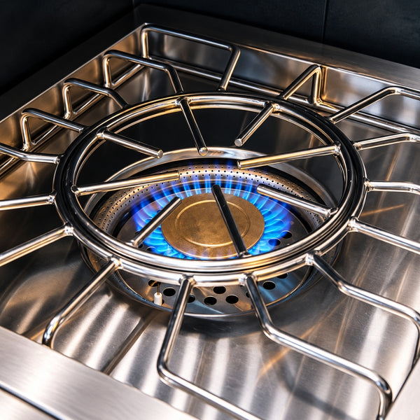 Radiant Blue Flame on Chrome Burner