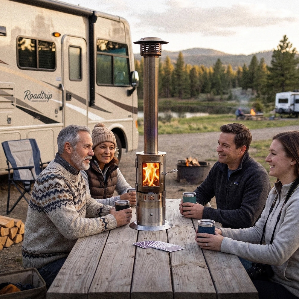 Timber Stoves Scout Tabletop Wood Pellet Outdoor Patio Heater