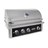 Wildfire Ranch PRO 36-Inch 3-Burner Built-In Gas Grill in Black Stainless Steel Angled View