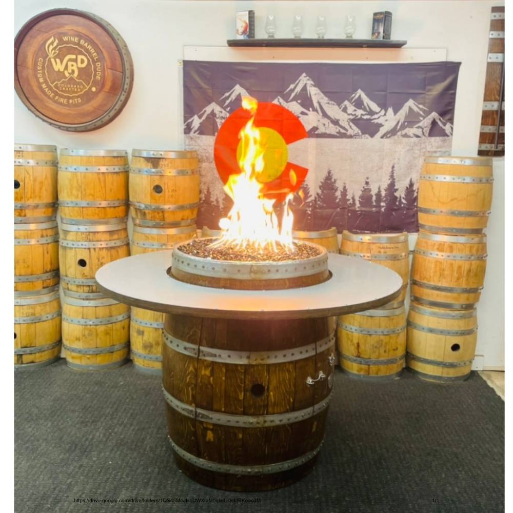 Wine Barrel Dude 46-Inch Dining Height Gas Fire Pit Table