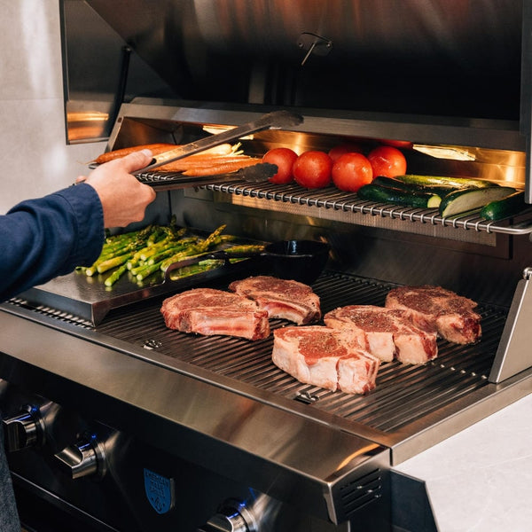 Cooking vegetables on the American Made Grills Estate 36 Gas Grill - installation view