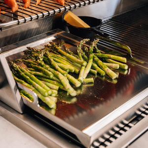 Cooking Asparagus on the American Made Grills Estate 36 Gas Grill's Griddle
