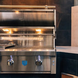 American Made Grills Estate 30 Gas Grill built into kitchen countertop