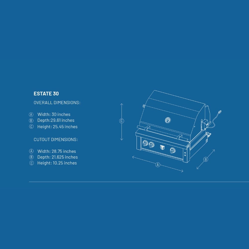 American Made Grills Estate 30 inch Built in Grill - EST30, Propane