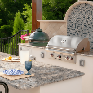 American Outdoor Grill L 30" Gas Grill with Backburner installed on a marble countertop