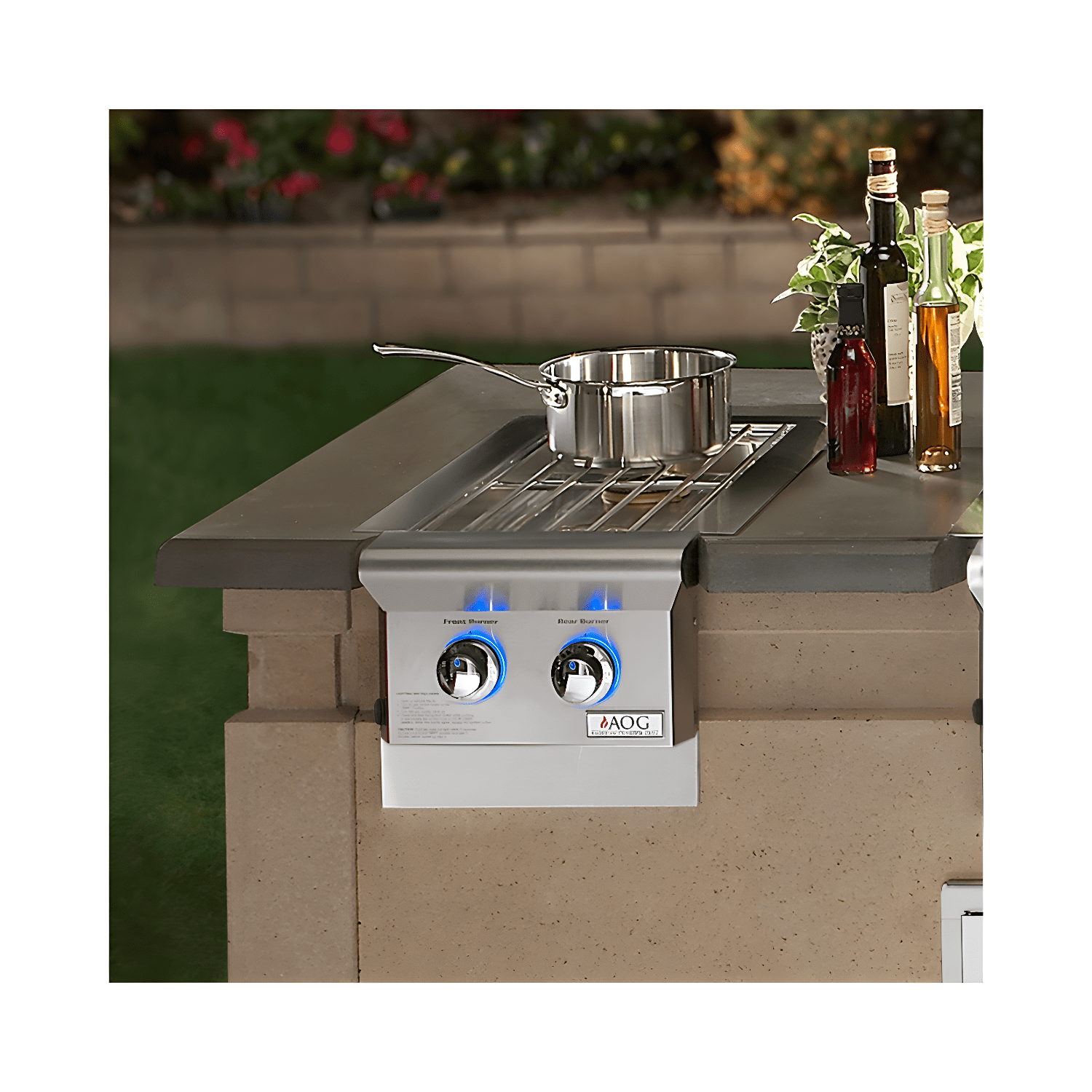Double Side Burner Gas Stove For Outdoor Kitchen Coyote 12 Inch