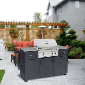 American Outdoor Grill T-Series 30-Inch Built-In Gas Grill on a black island