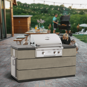 American Outdoor Grill T-Series 30-Inch Gas Grill built into a concrete countertop
