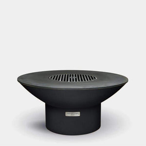 Arteflame 18-Inch Tall Matte Black Low Round Base Fire Pit with Cooktop and Grill Grate