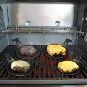 4 Arteflame Mini Griddles on a grill