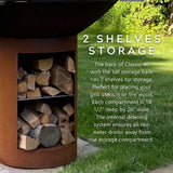 Arteflame Classic 38-Inch Corten Steel Fire Pit with Storage & Cooktop with storage