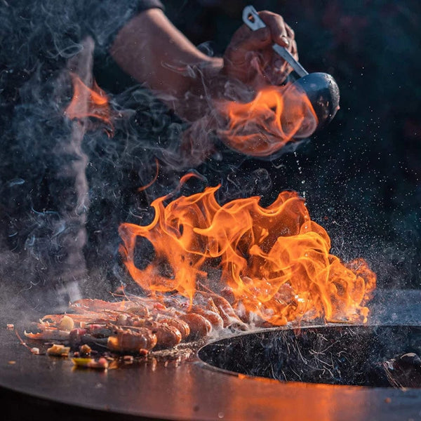 sizzling shrimp on the arteflame one series - lifestyle view