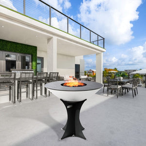 arteflame platinum grill with black eurobase in a modern outdoor space