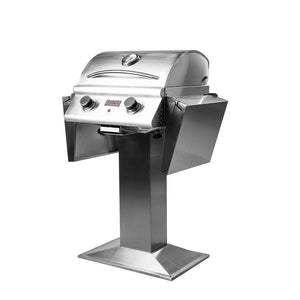 Blaze 48-Inch Built-In/Tabletop Stainless Steel Electric Grill installed on a pedestal