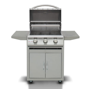 Blaze Prelude LBM 25-Inch Built-In 3-Burner Gas Grill on cart with hood open