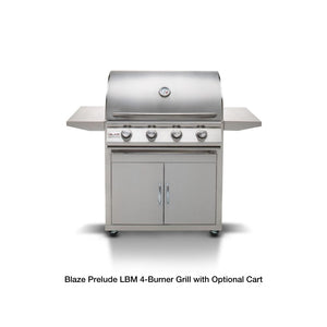Blaze Prelude LBM 32-Inch Built-In 4-Burner Gas Grill with optional cart