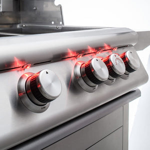 Blaze Premium LTE 40-Inch Built-In 5-Burner Gas Grill control knobs with red lights