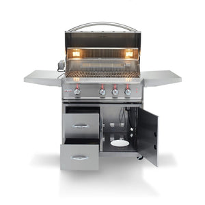 Blaze Professional LUX 34-Inch Built-In 3-Burner Gas Grill with hood and storage open