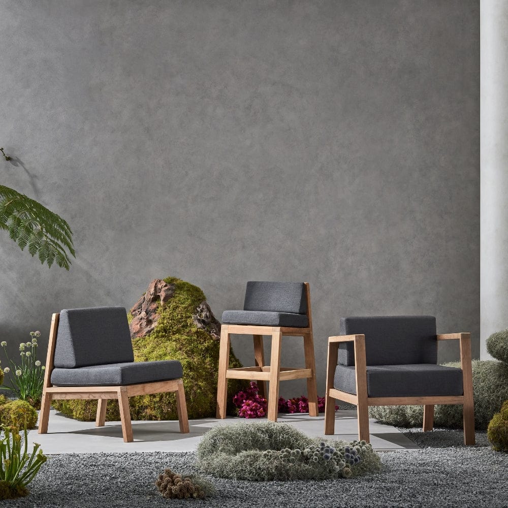 Blinde Design Sit D24 24-Inch Teak Wood Dining Chair in Canvas