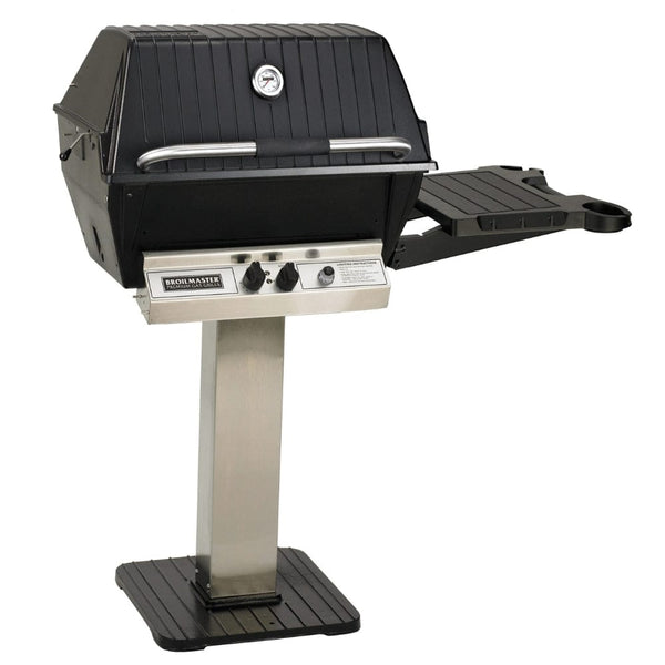 broilmaster cast aluminum gas grills with stainless steel post with black base - installation view