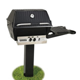 broilmaster p3x cast aluminum gas grill with black in ground post - room setting