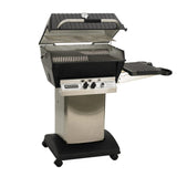 broilmaster p3x cast aluminum gas grill with stainless steel cart and black base - angle view