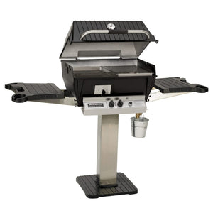 Broilmaster Slow Cooker Q3X Free Standing Aluminum Gas Grill and stainless steel post and black base