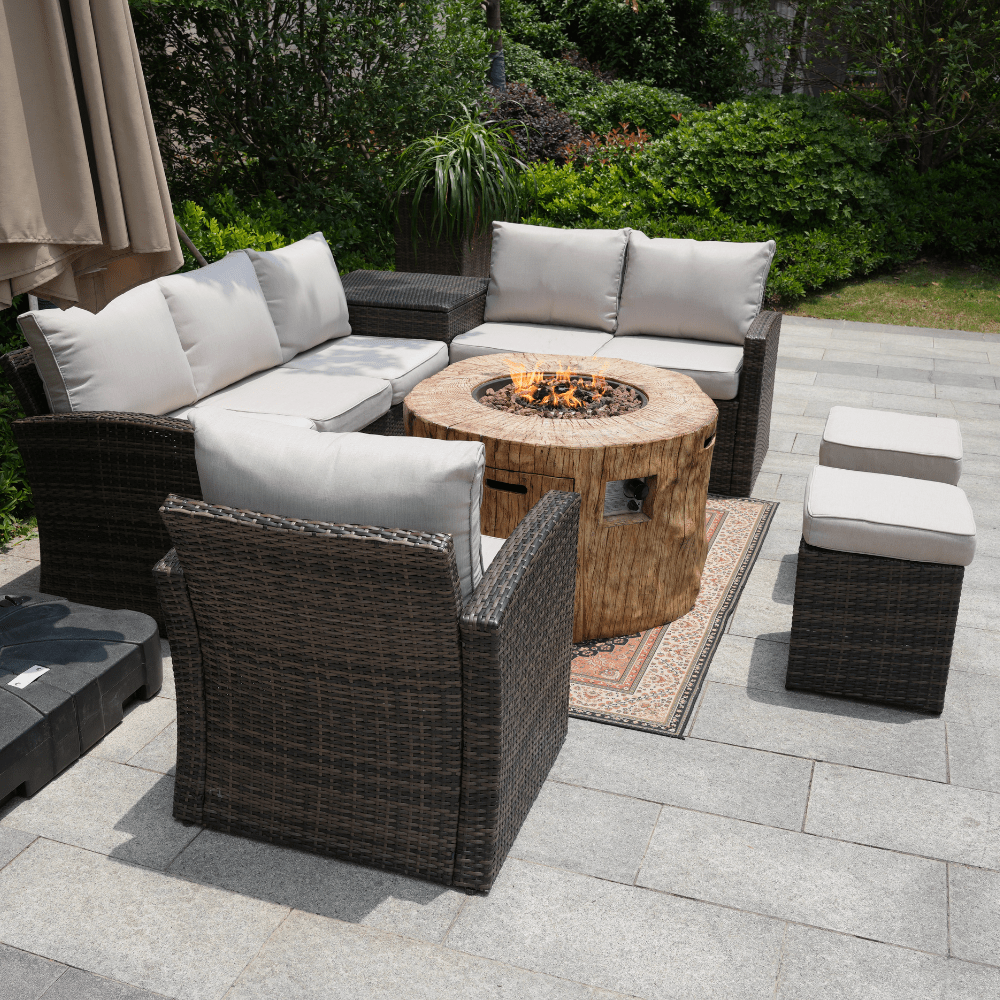Garden sofa set with fire pit hotsell
