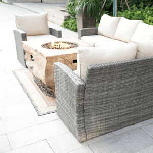 direct wicker rectangular tree stump fire pit table in pin patio
