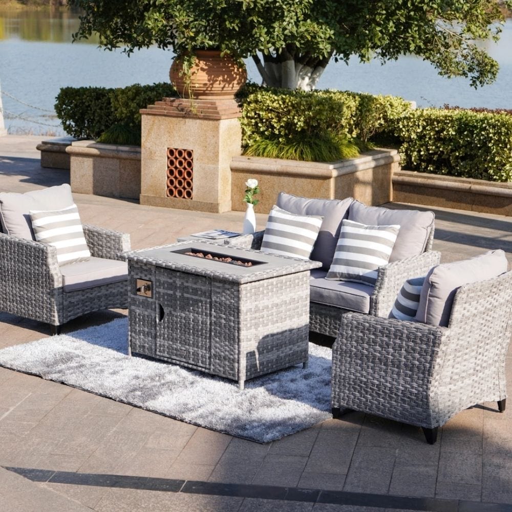 Direct Wicker Amora 5-piece Gas Fire Sofa Seating Group