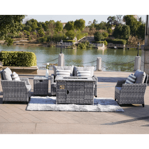 Direct Wicker Amora 5-piece Gas Fire Sofa Seating Group by the lake