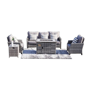 Direct Wicker Dark Gray Sofa Set With Fire Pit Coffee Table Media 1 of 6