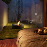 ecosmart fire ark black fire pit table in an outdoor space